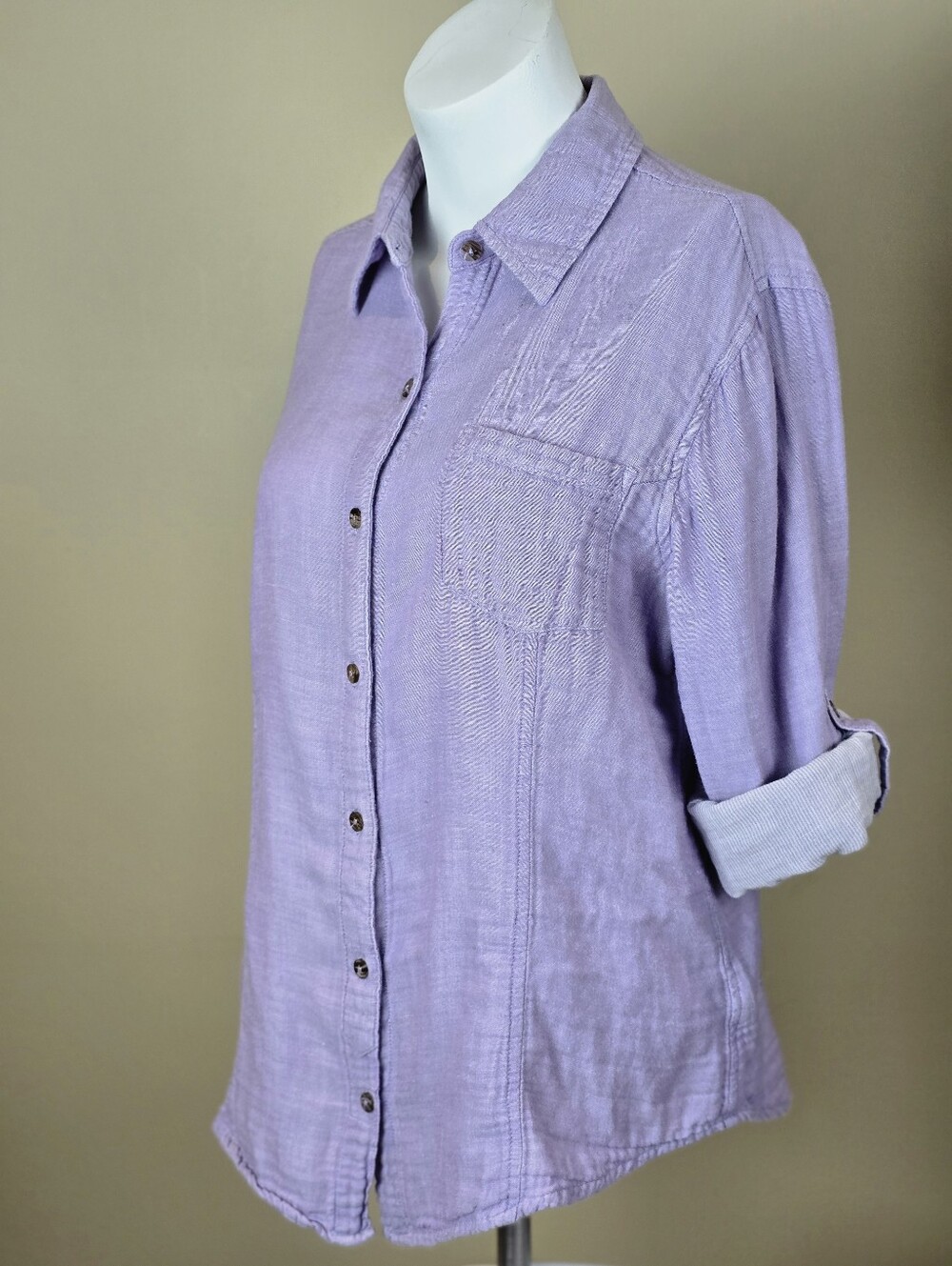 Sz L Riders By Lee Button Front Coastal Chic